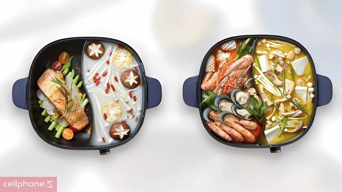 Thiết kế nồi lẩu nướng đa năng Bear SB-NL60U