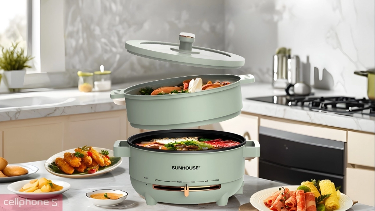 Thiết kế nồi lẩu điện đa năng Sunhouse SHD4540 4L