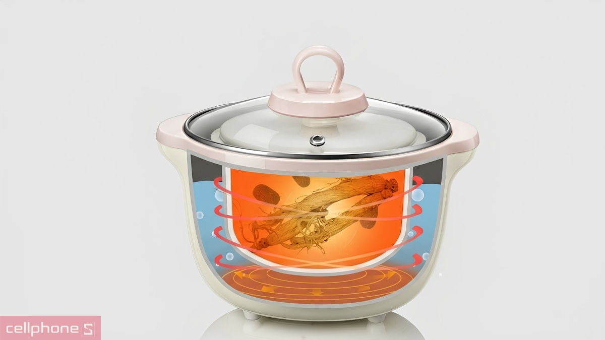 Phương pháp chưng cách thủy của Nồi nấu chậm 1.6L Bear SUBE002