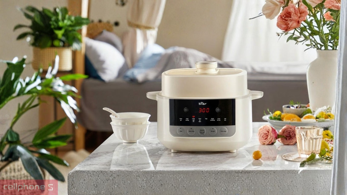 Bảng điều khiển tiếng Việt tiện dụng trên nồi nấu chậm Bear 2.5L SC-5H25M34