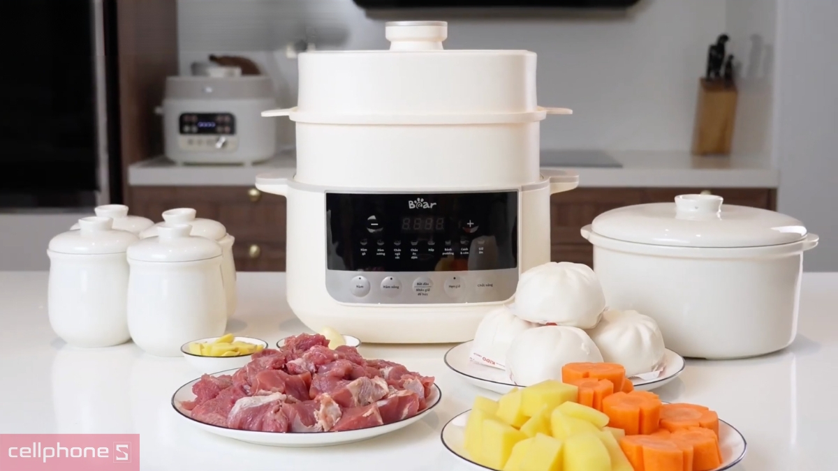 Van vi áp hiện đại giúp nồi nấu chậm Bear 2.5L SC-5H25M34 nấu nhanh, giữ dinh dưỡng