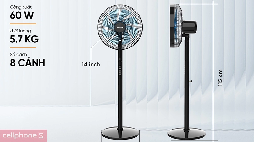 Quạt đứng Sunhouse SHD-7346 - Công suất vận hành ổn định, điều khiển cảm ứng linh hoạt