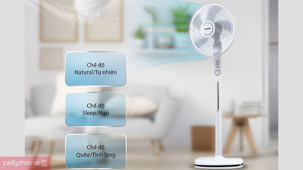 3 chế độ gió của Quạt cây 5 cánh Toshiba F-LSA10(W)VN