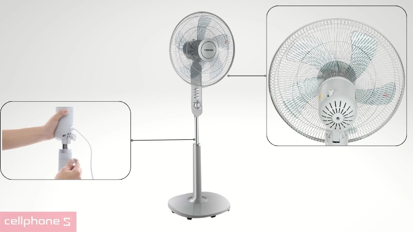 Quạt đứng Toshiba F-LSA10(H)VN 5 cánh 50W - Làm mát tiện lợi với nút hẹn giờ