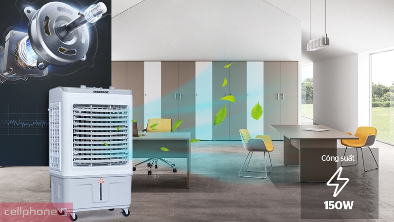 Công suất, chế độ gió của quạt hơi nước Sunhouse SHD7734