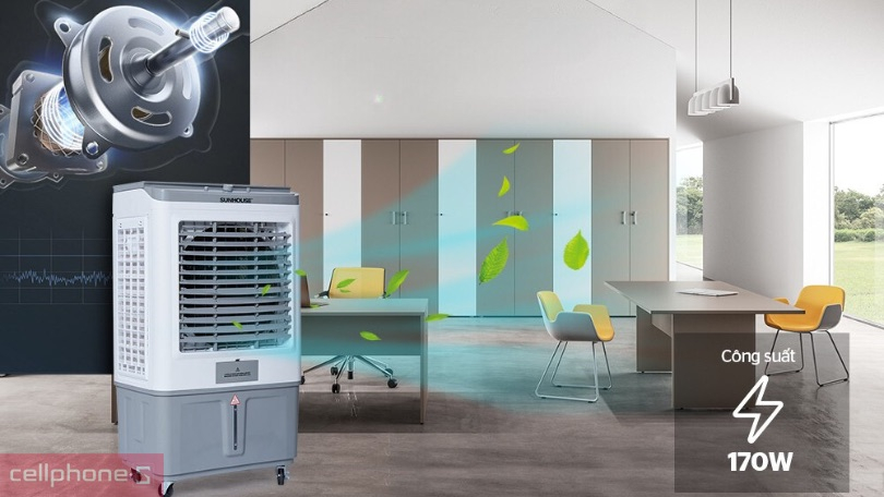 Công suất, tốc độ gió của quạt hơi nước Sunhouse SHD7757