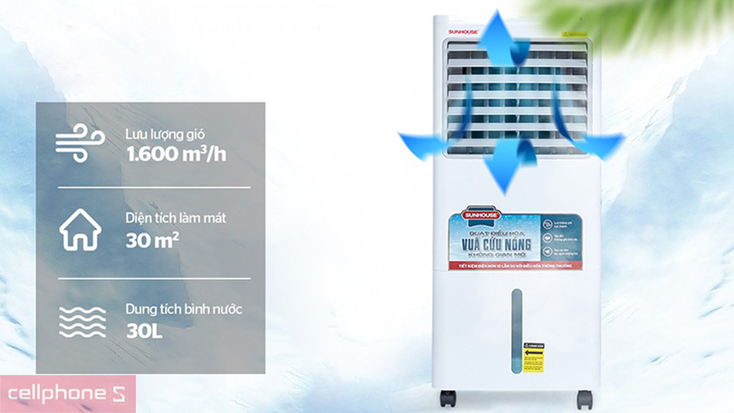 Tốc độ gió quạt hơi nước Sunhouse SHD7721