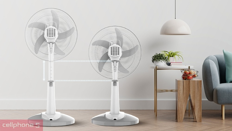 9 cấp độ gió, sử dụng pin sạc chất lượng cao, tiện lợi