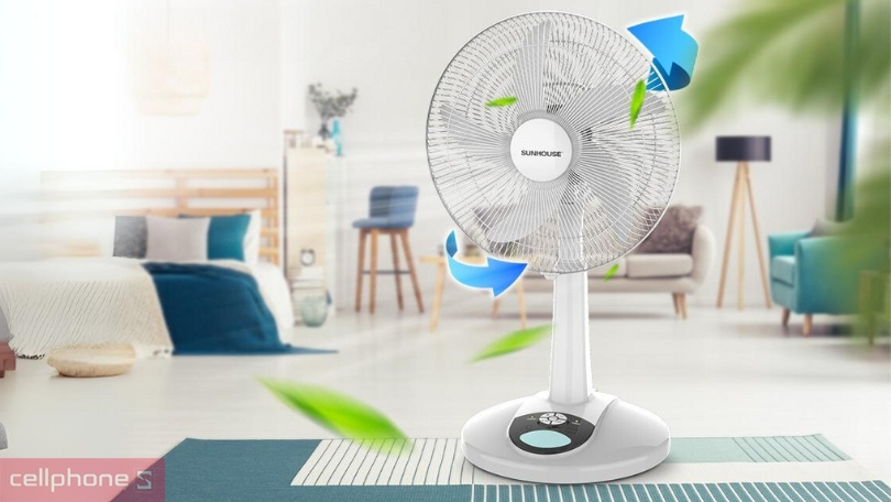 9 cấp độ gió, sử dụng pin sạc chất lượng cao, tiện lợi