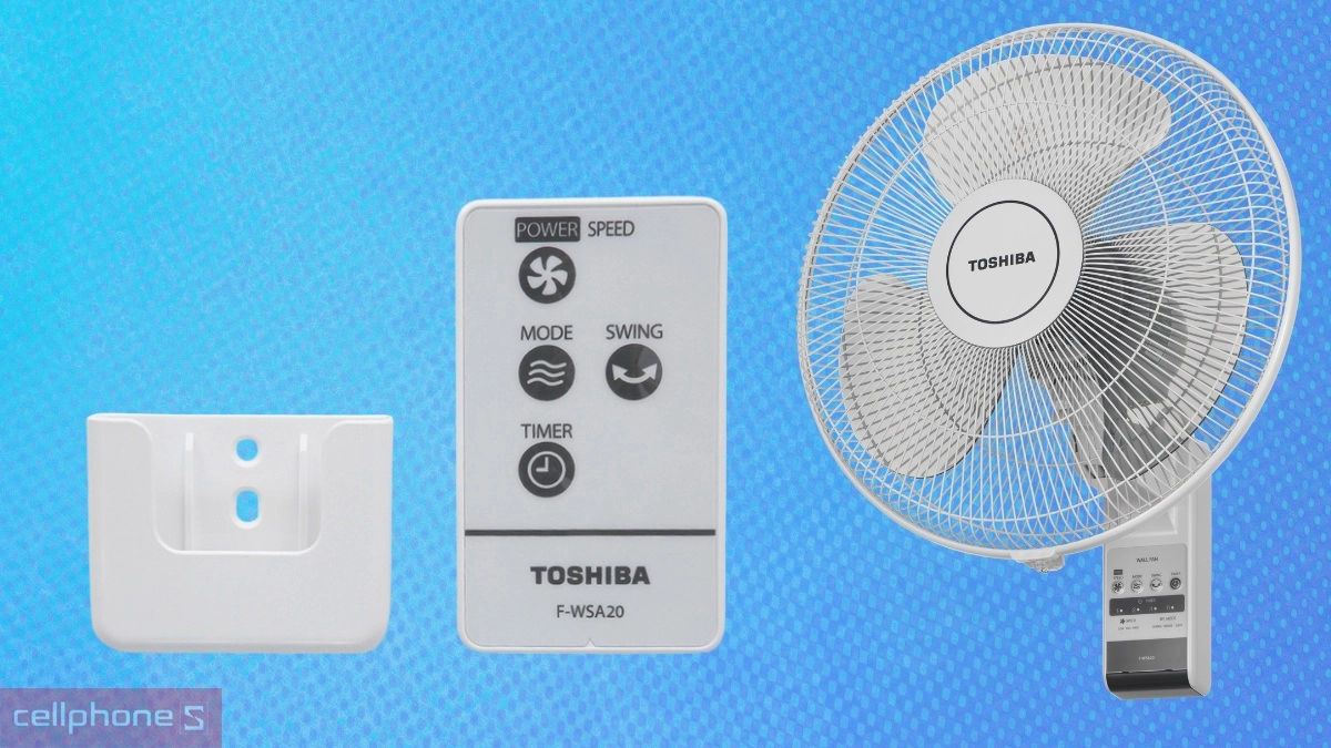 Điều khiển bằng remote trên Quạt treo tường 3 cánh Toshiba F-WSA20(H)VN
