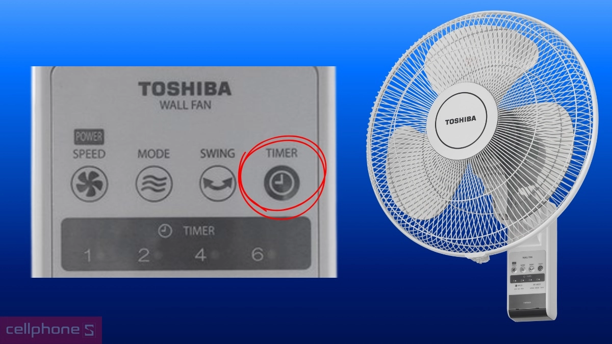 Hẹn giờ tắt 6 giờ của Quạt treo tường 3 cánh Toshiba F-WSA20(H)VN