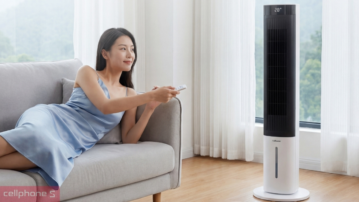 Quạt hơi nước Fujihome dạng tháp thiết kế gọn gàng tiết kiệm diện tích