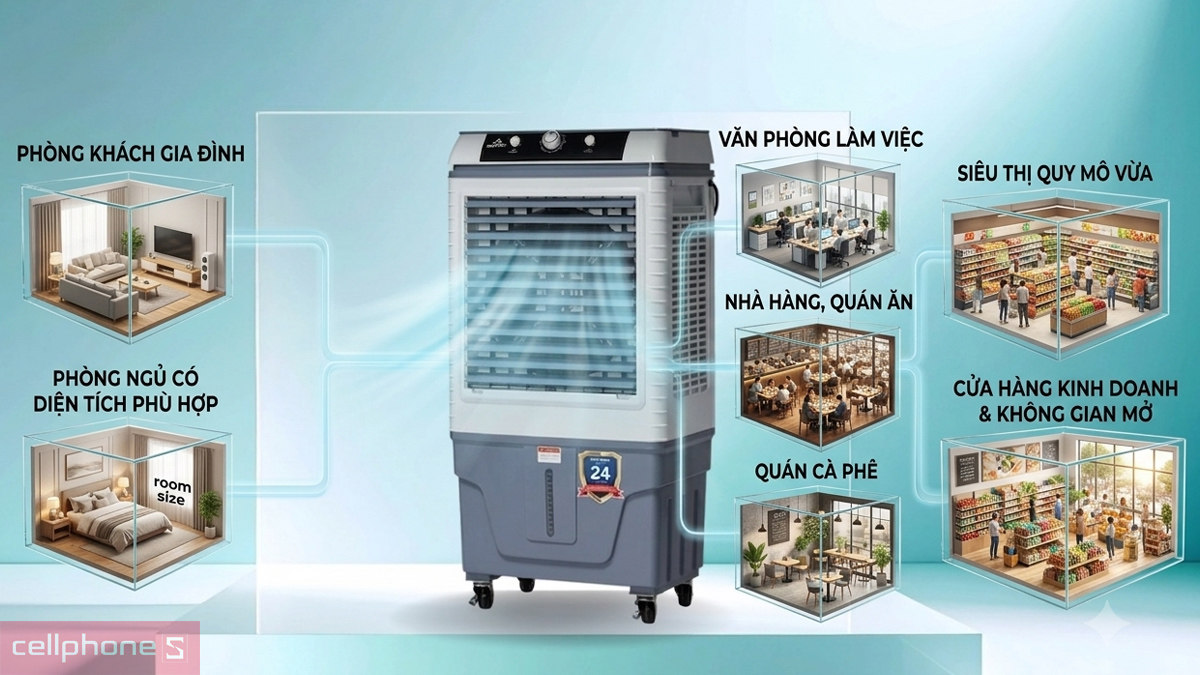 Quạt điều hòa Hòa Phát phù hợp cho gia đình, văn phòng và không gian mở 