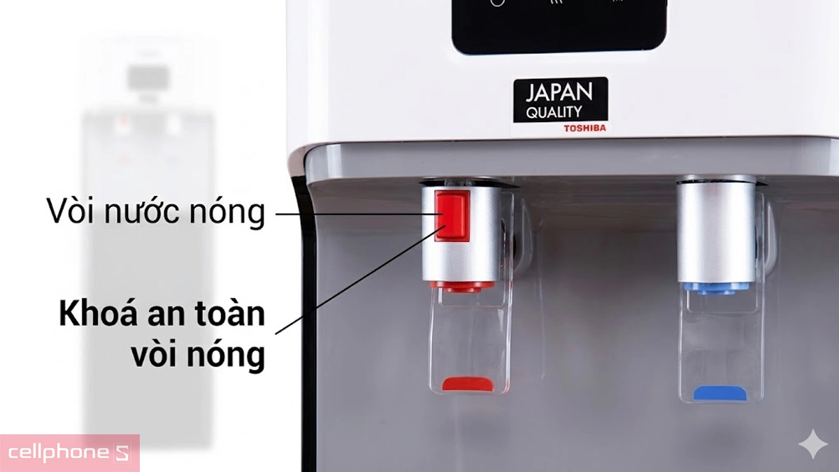 Hệ thống an toàn kép của Cây nước nóng lạnh Toshiba RWF-W1664TV