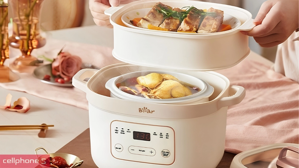 Thiết kế màu kem của Nồi nấu chậm 1.6L Bear SB-NNC16