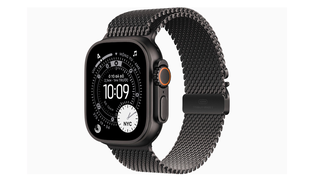 Thiết kế Apple Watch Ultra 3 viền Titan dây thép Size M