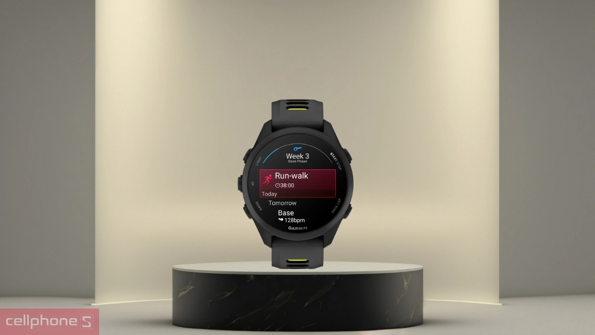 Giao diện bài tập tùy chỉnh Run-walk từ giáo án cá nhân hóa Garmin Coach trên Forerunner 170