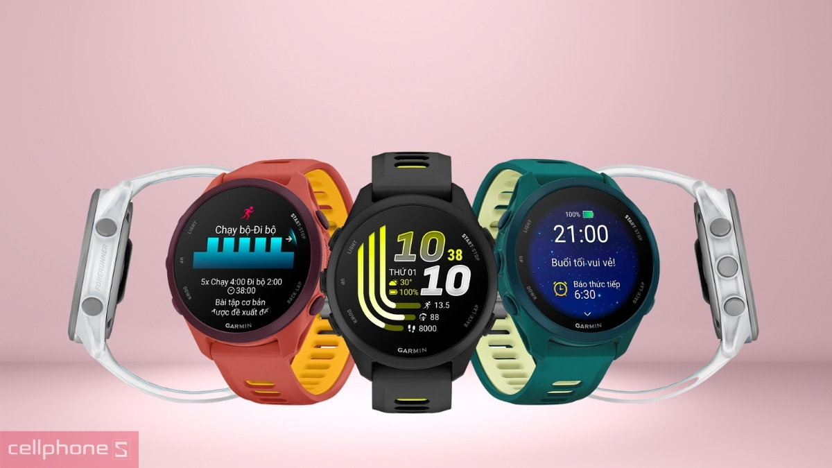 Cận cảnh các phiên bản màu sắc của đồng hồ Garmin Forerunner 170 Music thế hệ mới
