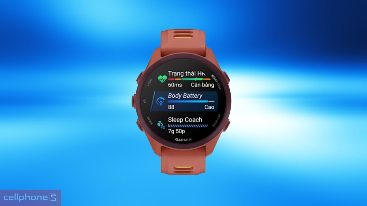 Màn hình Garmin Forerunner 170 Music hiển thị chỉ số HRV, Body Battery và Sleep Coach