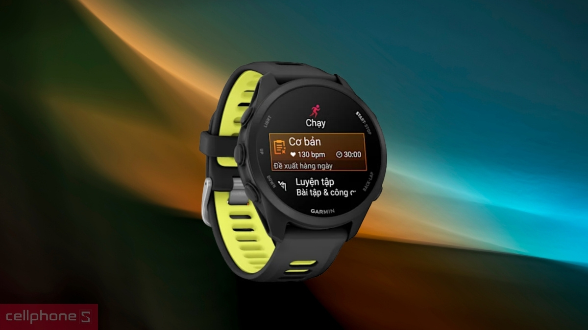 Màn hình gợi ý bài tập chạy bộ cơ bản và luyện tập đa dạng hàng ngày trên Garmin Forerunner 170 Music