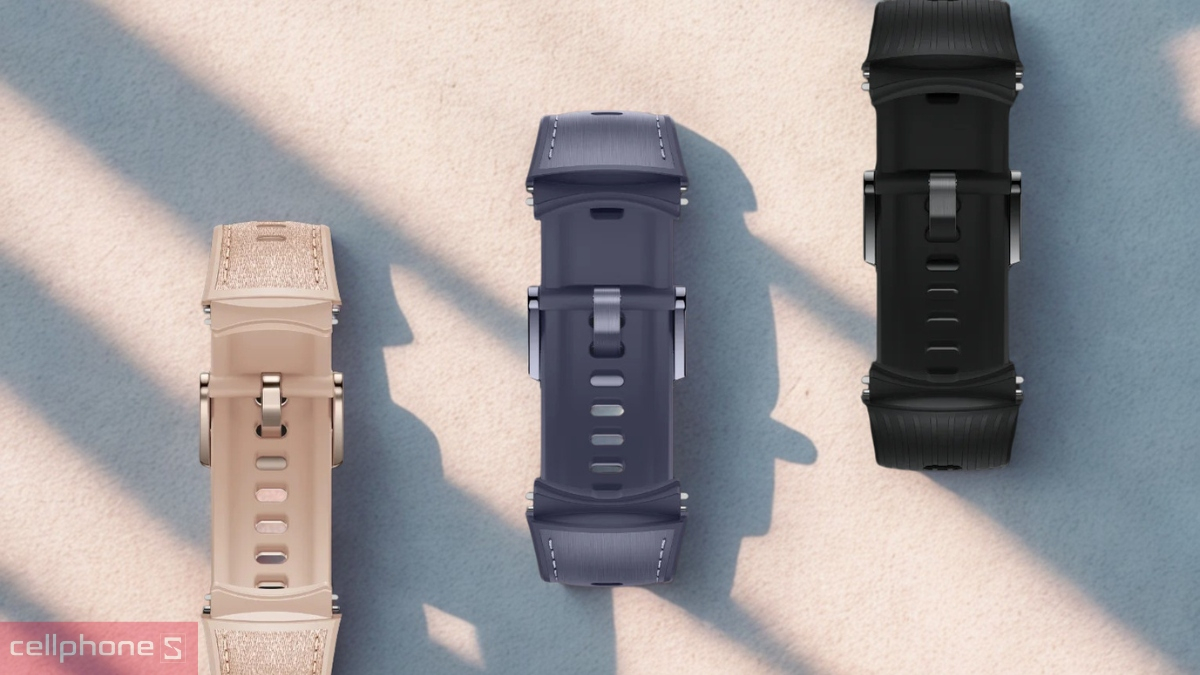 Chi tiết kết cấu và chốt khóa mặt sau dây đeo đồng hồ Huawei Watch Fit 5