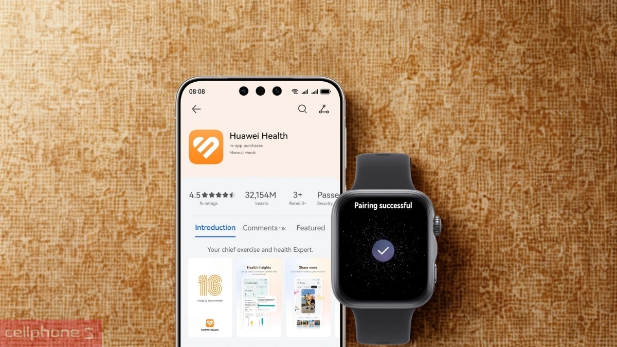 Giao diện kết nối đồng hồ Huawei Watch Fit 5 với ứng dụng Huawei Health