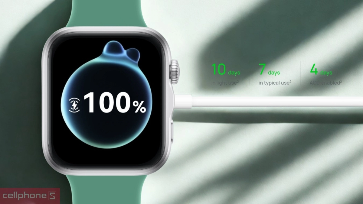 Huawei Watch Fit 5 sở hữu thời lượng pin lên đến 10 ngày sử dụng cơ bản và nhanh chóng nạp đầy 100%