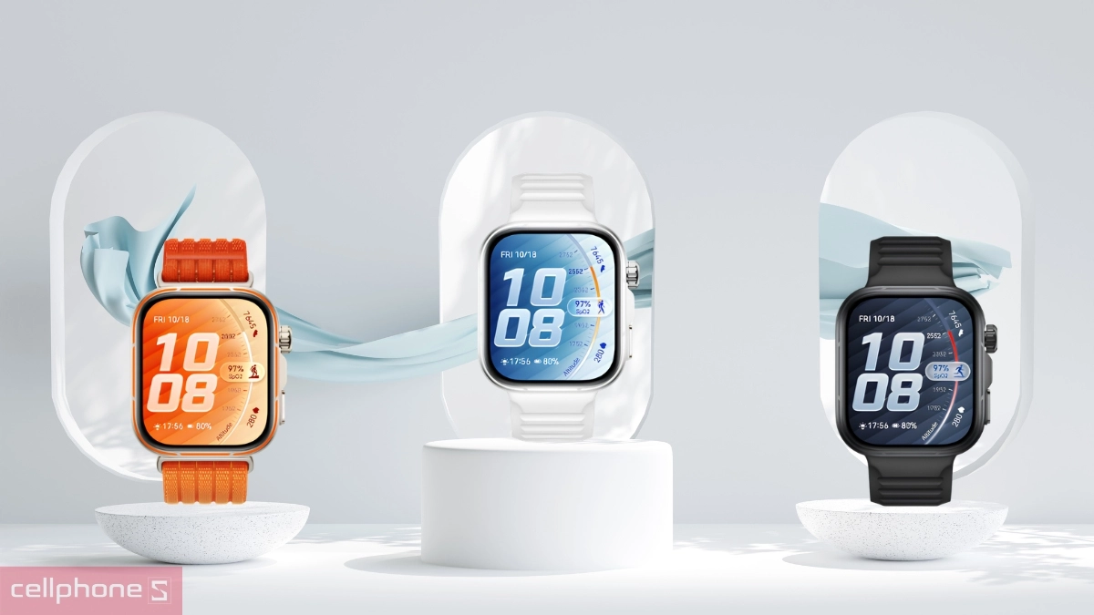 Huawei Watch Fit 5 Pro sở hữu thiết kế thời thượng với 3 phiên bản màu và dây đeo cá tính