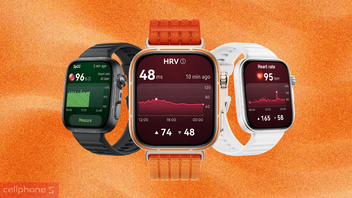 Hệ thống cảm biến đo SpO2, HRV và nhịp tim bằng công nghệ TruSense trên Huawei Watch Fit 5 Pro