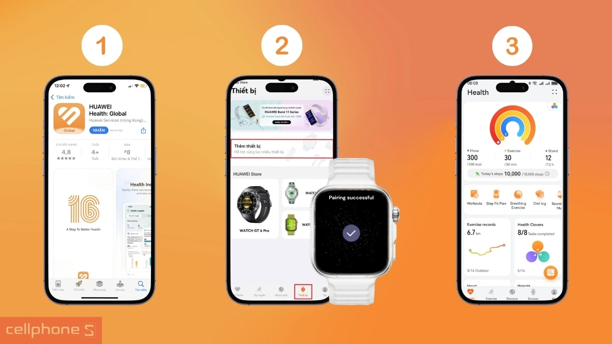 Các bước tải ứng dụng Huawei Health và kết nối Huawei Watch Fit 5 Pro với điện thoại