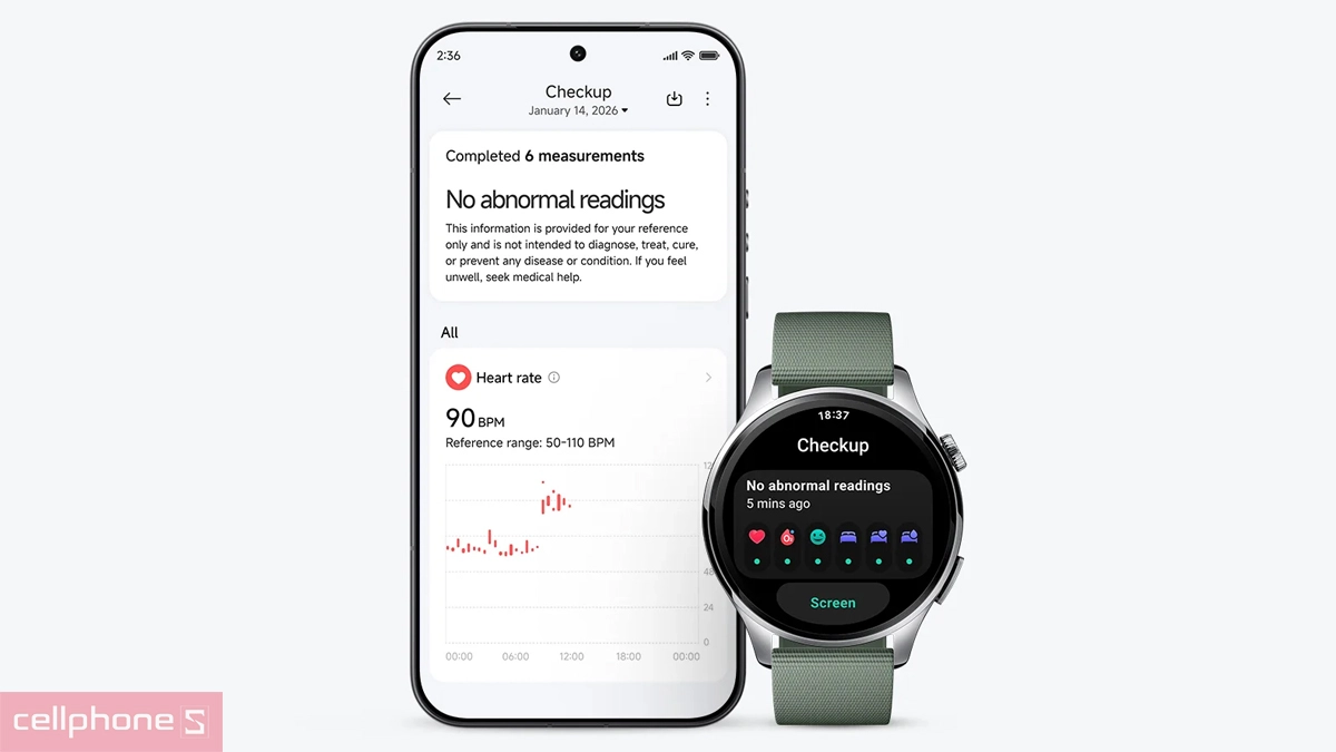 Theo dõi sức khỏe cả ngày với qua app với Xiaomi Watch 5