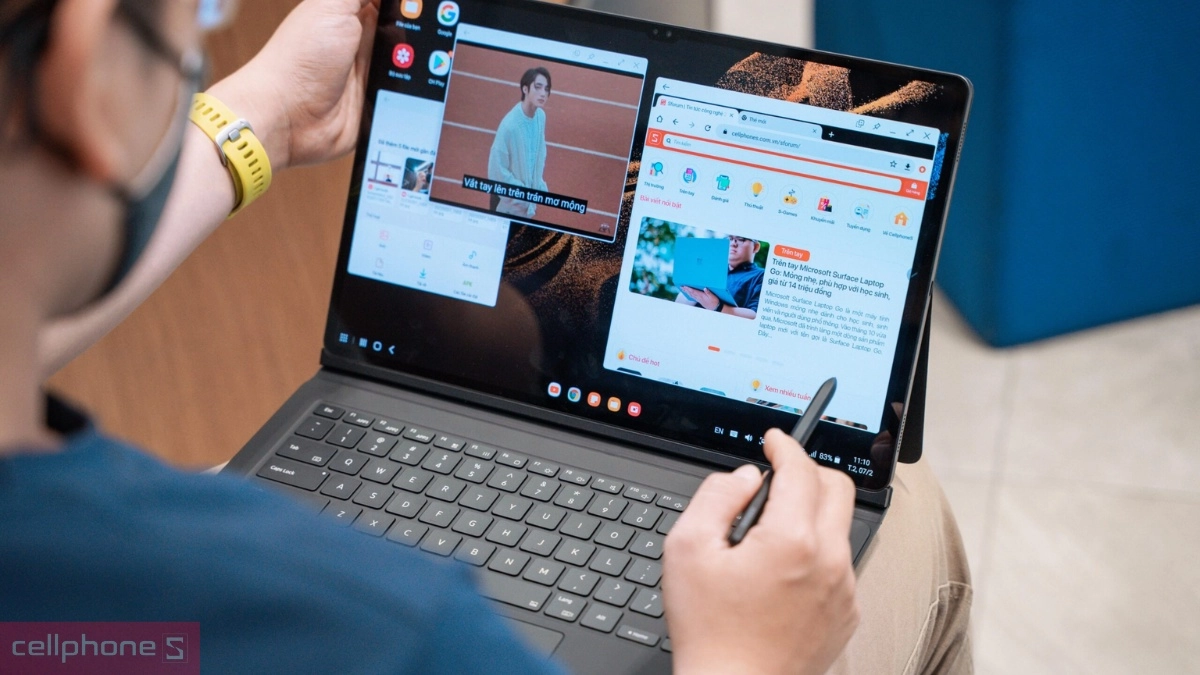 Galaxy Tab S8 Series cũ hỗ trợ đa nhiệm ổn định với S Pen và DeX