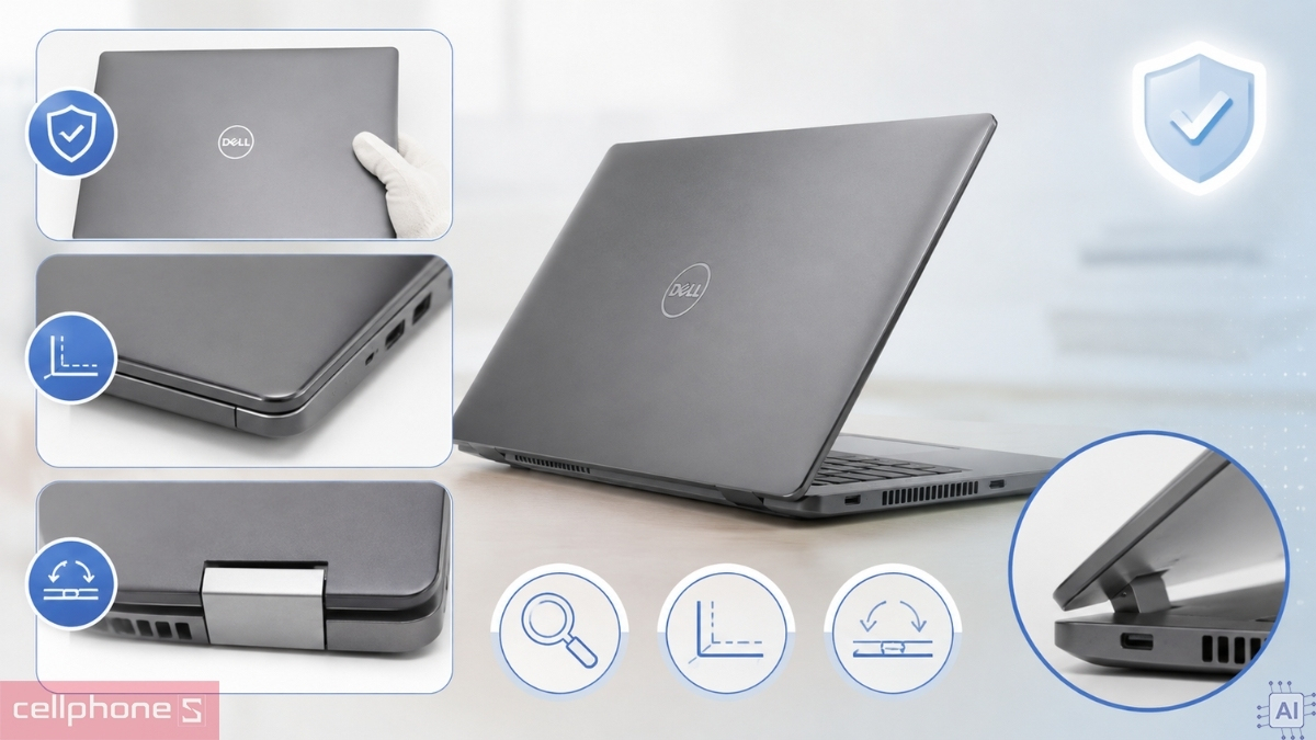 Dell Latitude cũ cần kiểm tra kỹ vỏ máy, góc cạnh và bản lề