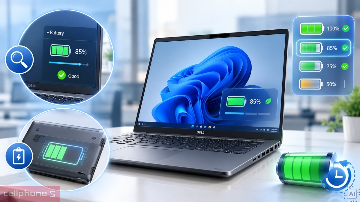 Dell Latitude cũ cần kiểm tra pin để ước lượng thời gian sử dụng