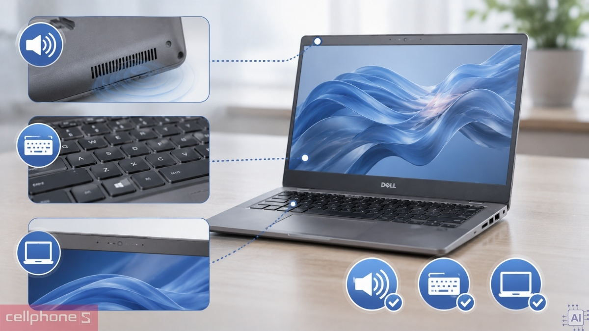Dell Latitude cũ cần kiểm tra bàn phím, loa và các tính năng đi kèm