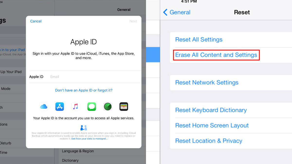 Kiểm tra tài khoản iCloud và reset iPad Air M3 cũ