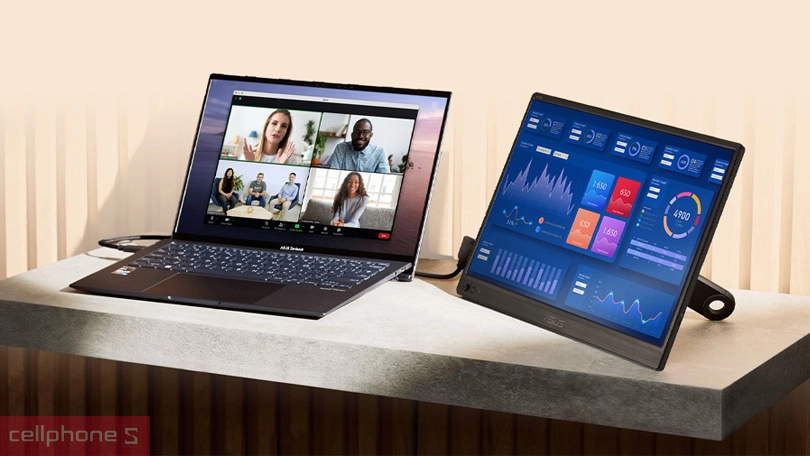 Kết nối màn hình di động ASUS ZenScreen MB169CK 16 inch