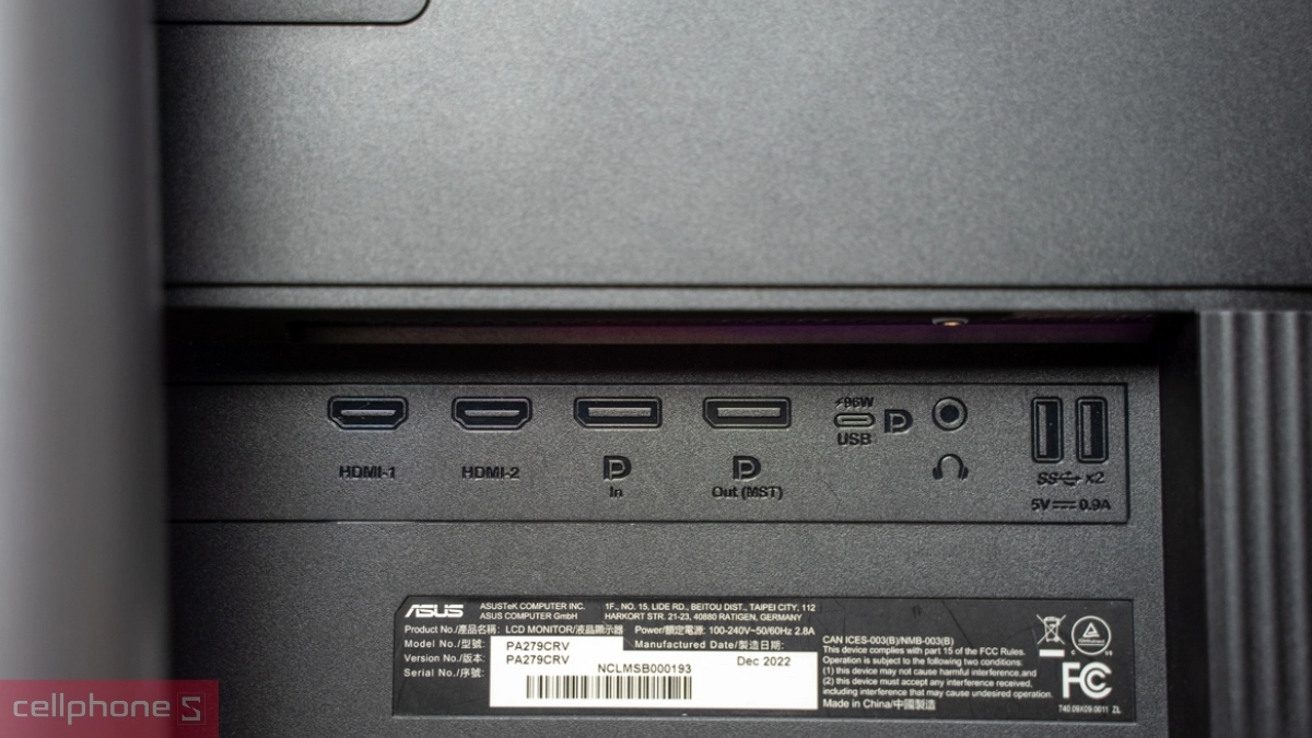 Màn hình Asus đa dạng cổng kết nối
