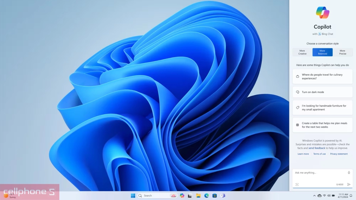 Dell 15 dc15250 tích hợp Windows 11, hỗ trợ Copilot cho tác vụ thông minh