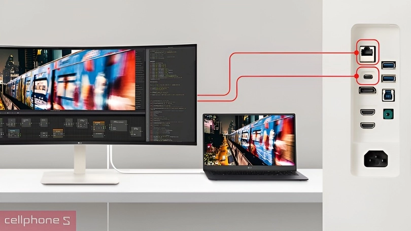 Cổng kết nối màn hình LG Ultrawide 38WR85QC-W 38 inch