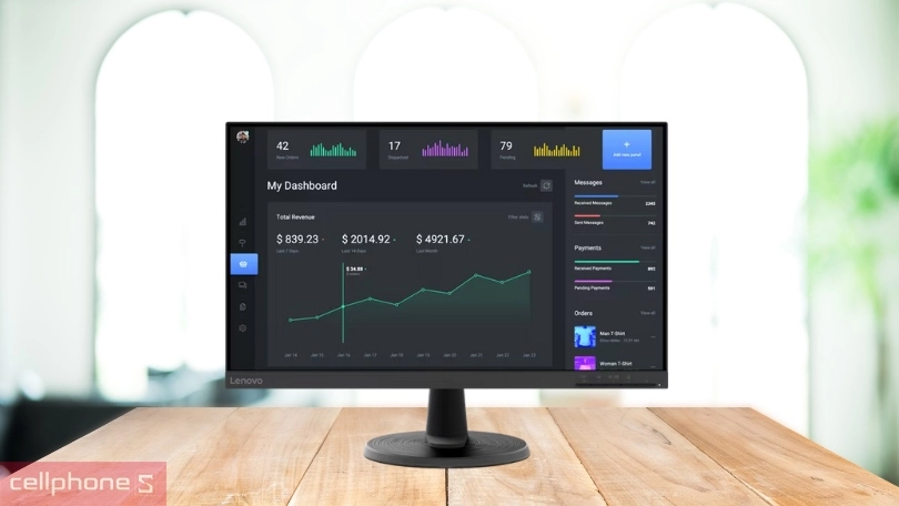 màn hình Lenovo D24-40 67A2KAC6VN 24 inch đem lại hình ảnh sắc nét, chân thực