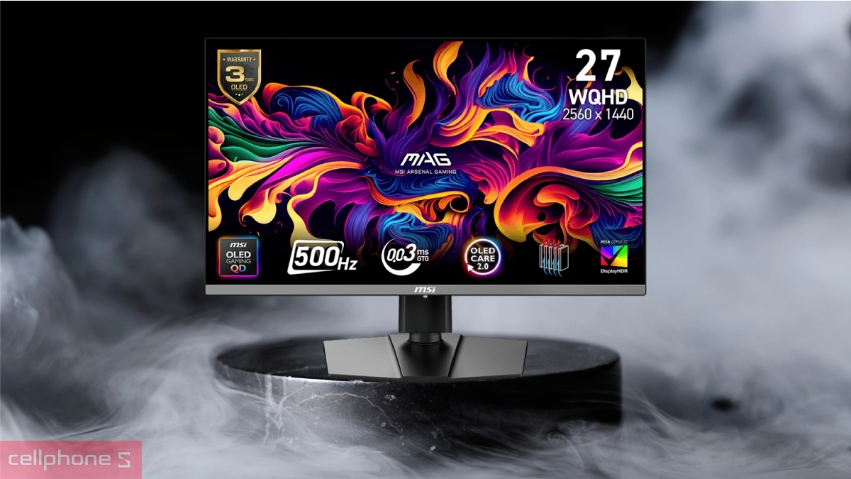 Màn hình Gaming MSI MAG 272QP QD-OLED X50 27 inch sở hữu độ phân giải WQHD (2560 x 1440)