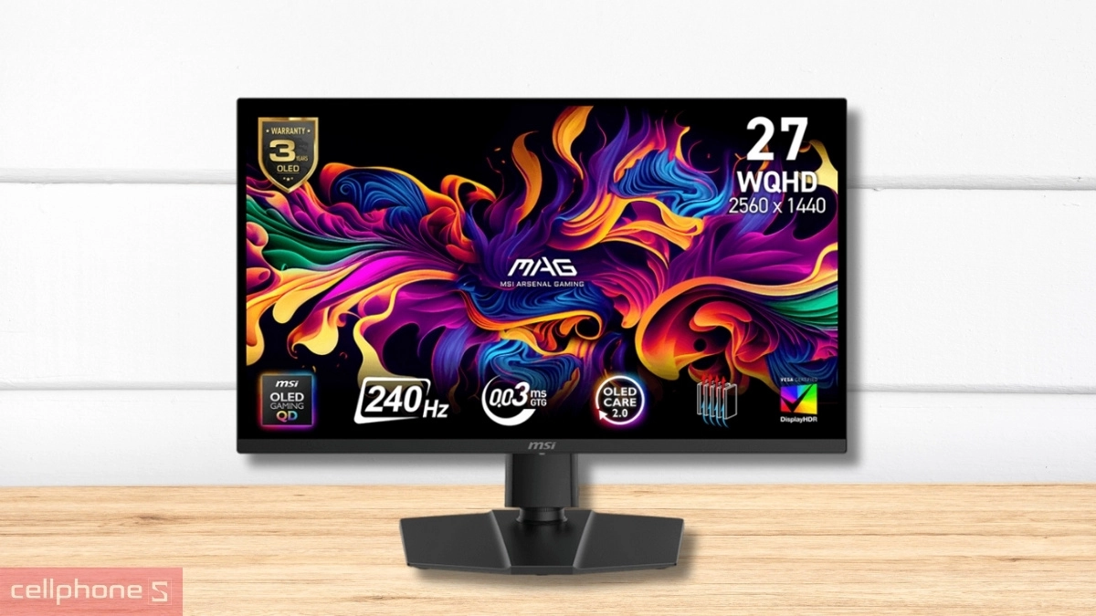 Màn hình Gaming MSI MAG 273QP QD-OLED X24 27 inch sở hữu độ phân giải WQHD (2560x1440)