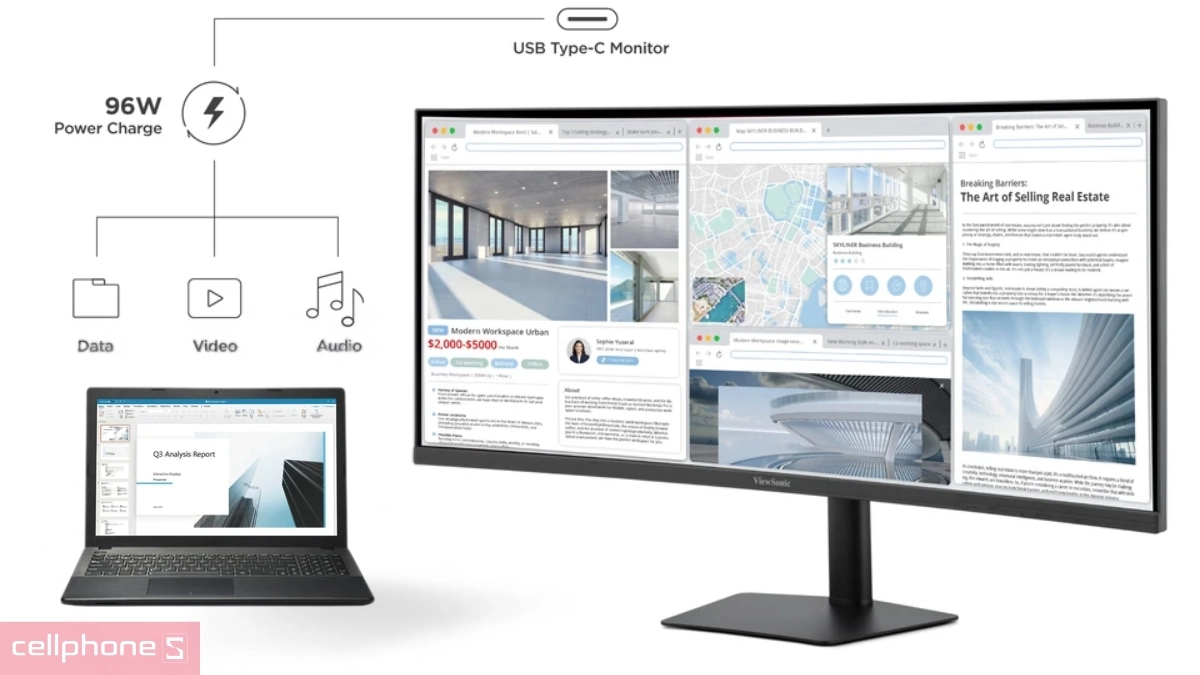 Kết nối màn hình ViewSonic VG3820C-2K 38 inch