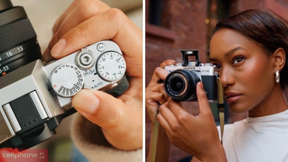 Cần gạt tự động và đèn flash tích hợp trên máy ảnh Fujifilm XT30 III