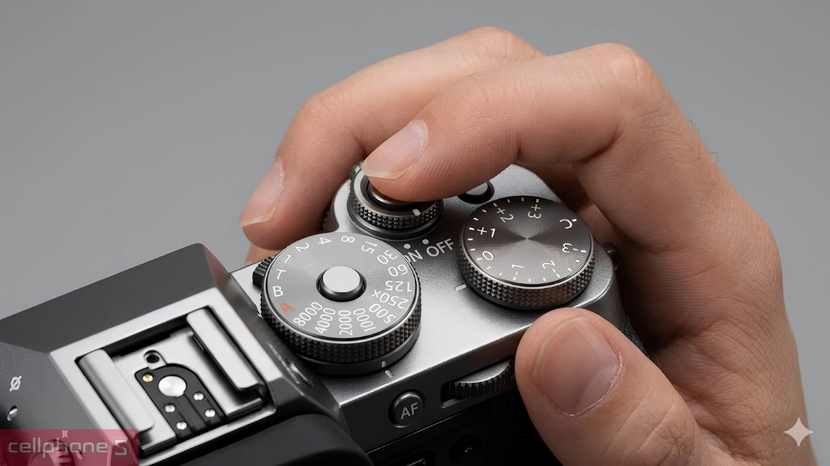 Thao tác mở nguồn trên máy ảnh Fujifilm XT5