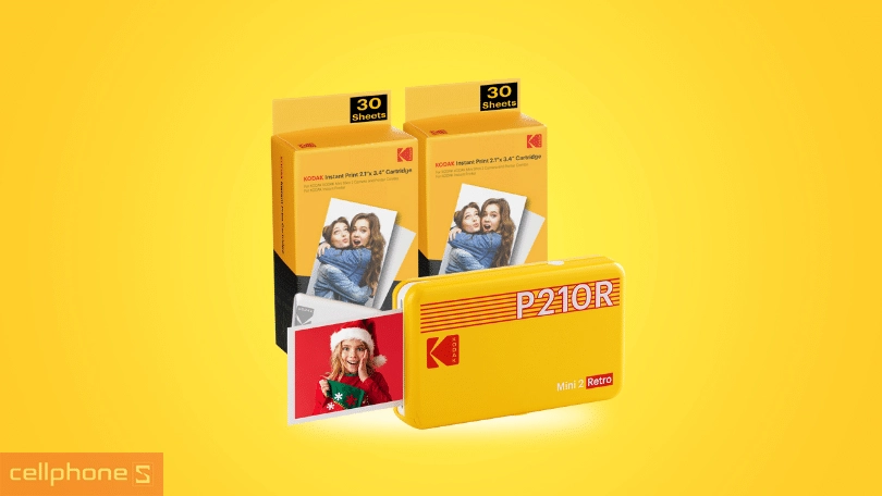 Máy In Ảnh Kodak Mini 2 P210R - Bundle 60 tấm ảnh - lưu giữ mọi khoảnh khắc