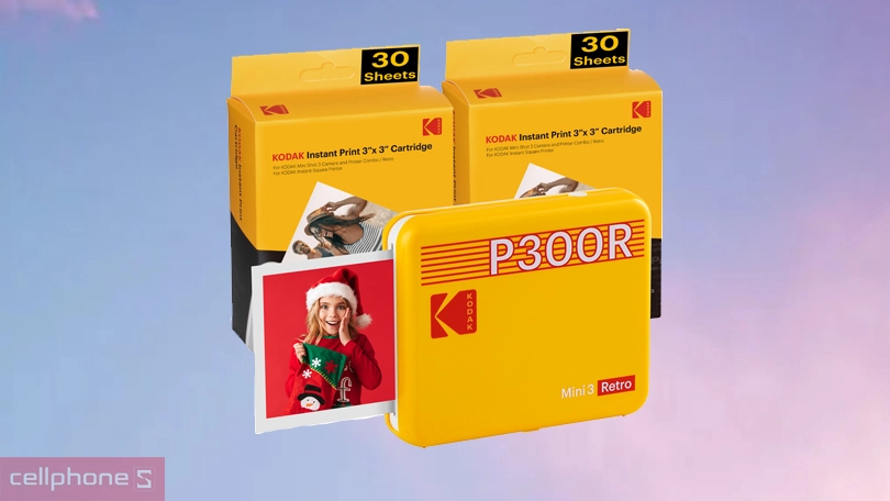 Máy in ảnh Kodak Mini 3 P300R Bundle 60 ảnh - Chất lượng ảnh in rõ nét, kiểu dáng nhỏ gọn