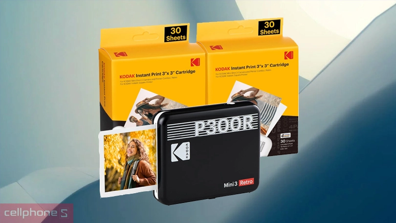Máy in ảnh Kodak Mini 3 P300R Bundle 60 ảnh - Chất lượng ảnh in rõ nét, kiểu dáng nhỏ gọn
