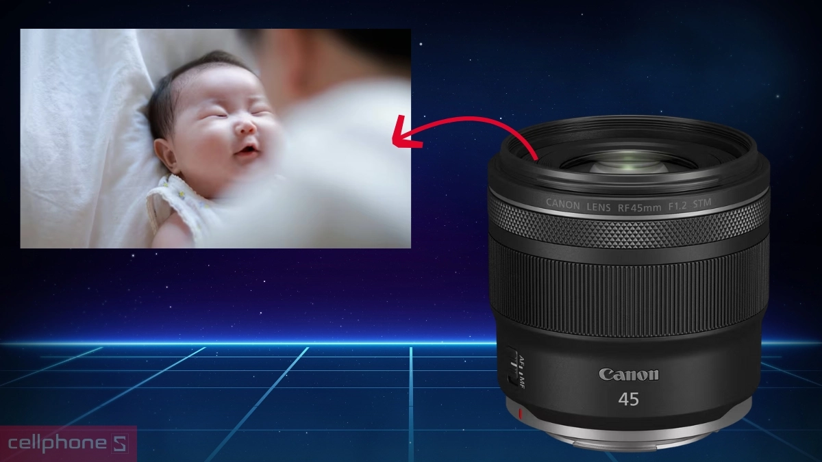 Khẩu độ lớn, hiệu ứng xóa phông ấn tượng của lens máy ảnh Canon RF 45mm F/1.2 STM